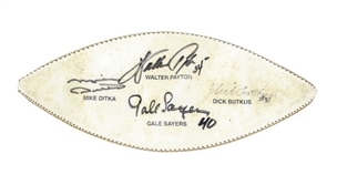 Chicago Bears Legends Signed Football Panel With 4 Signatures (Walter Payton, Mike Ditka, Gale Sayers, & Dick Butkus)
